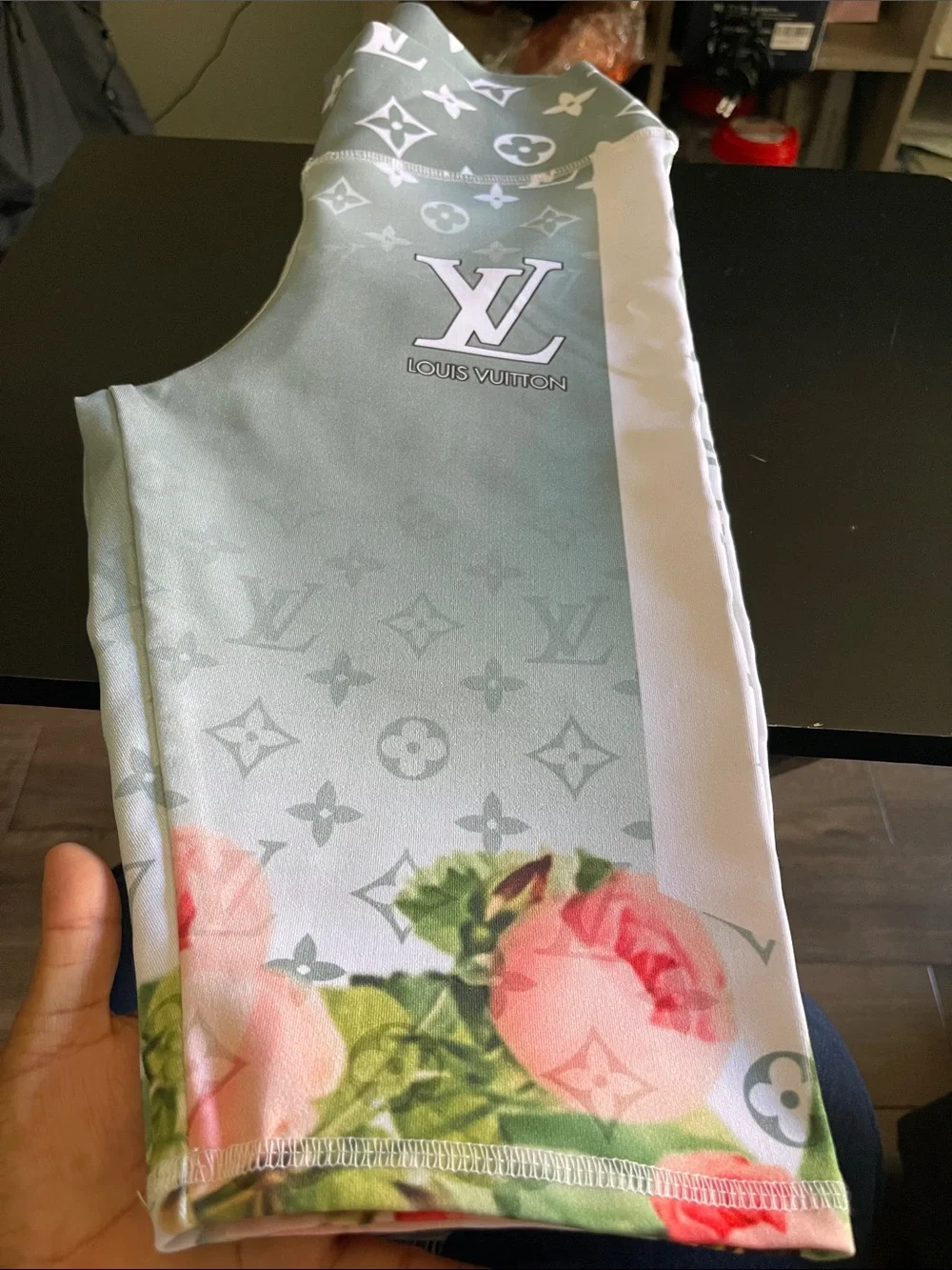 Louis Vuitton Mint Green & Pink Floral Monogram Scarf